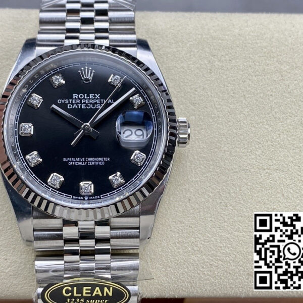 Rolex DateJust 36mm 126234 Clean Factory 1:1 Best Edition 904L Steel Black Diamond Dial