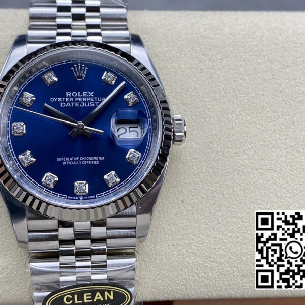 Rolex DateJust 36mm 126234 Clean Factory 1:1 Best Edition 904L Steel Blue Diamond Dial