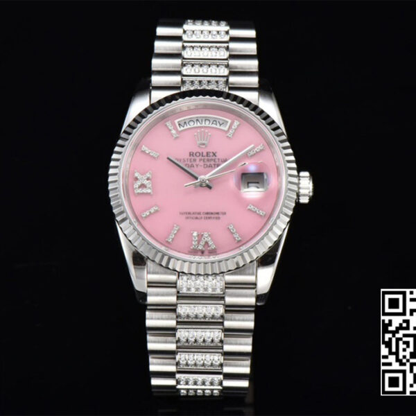 Rolex DayDate 36 SS CSF Best Edition Rome diamonds Pink Dial
