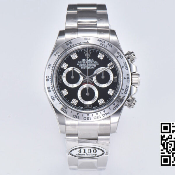 Rolex Daytona 116509 SS Clean Factory 1:1 Best Edition Black Diamonds Dial