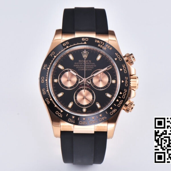 Rolex Daytona 116515 RG Clean Factory 1:1 Best Edition Black Ceramic Bezel Black Stick Dial