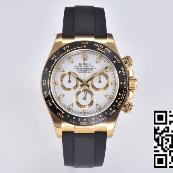 Rolex Daytona 116518 YG Clean Factory 1:1 Best Edition Black Ceramic Bezel White Stick Dial