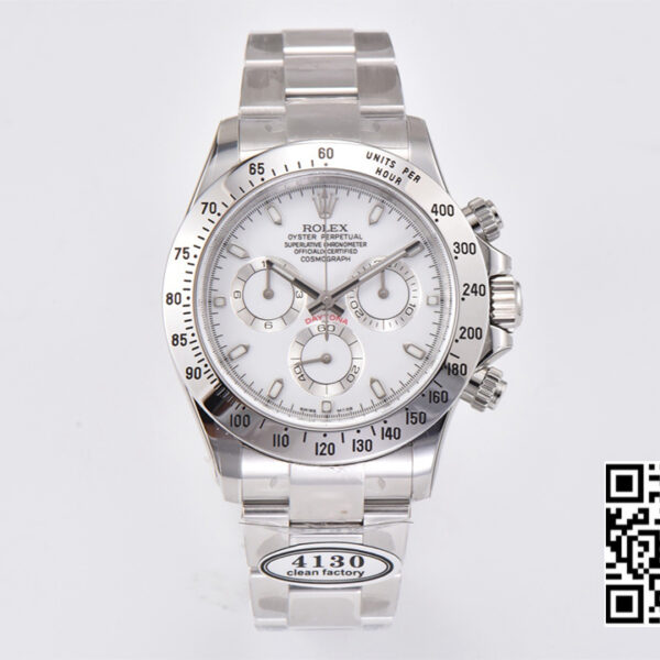 Rolex Daytona 116520 Clean Factory 1:1 Best Edition 904L SS Case and Bracelet White Dial