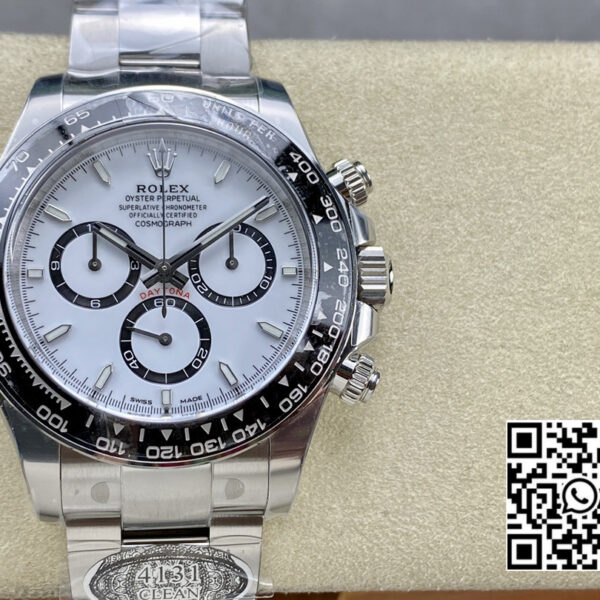 Rolex Daytona 126500 Panda Clean Factory 1:1 Best Edition 904L SS Case and Bracelet White Dial