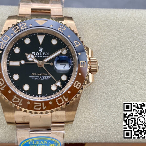 Rolex GMT-Master II 126715 CHNR Black/Brown Ceramic Clean Factory 1:1 Best Edition on RG Bracelet DD3285