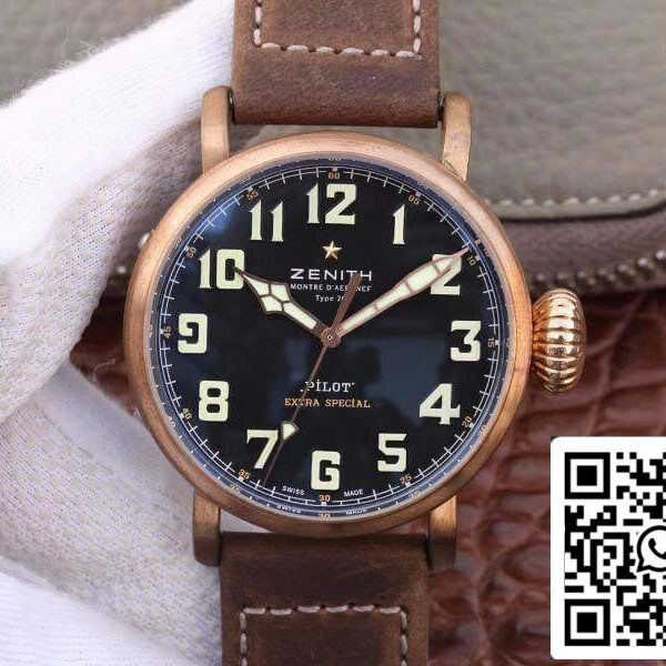 Zenith Pilot Type 20 Extra XF Factory Mechanical Watches 1:1 Best Edition Swiss ETA2824-2 Black Dial